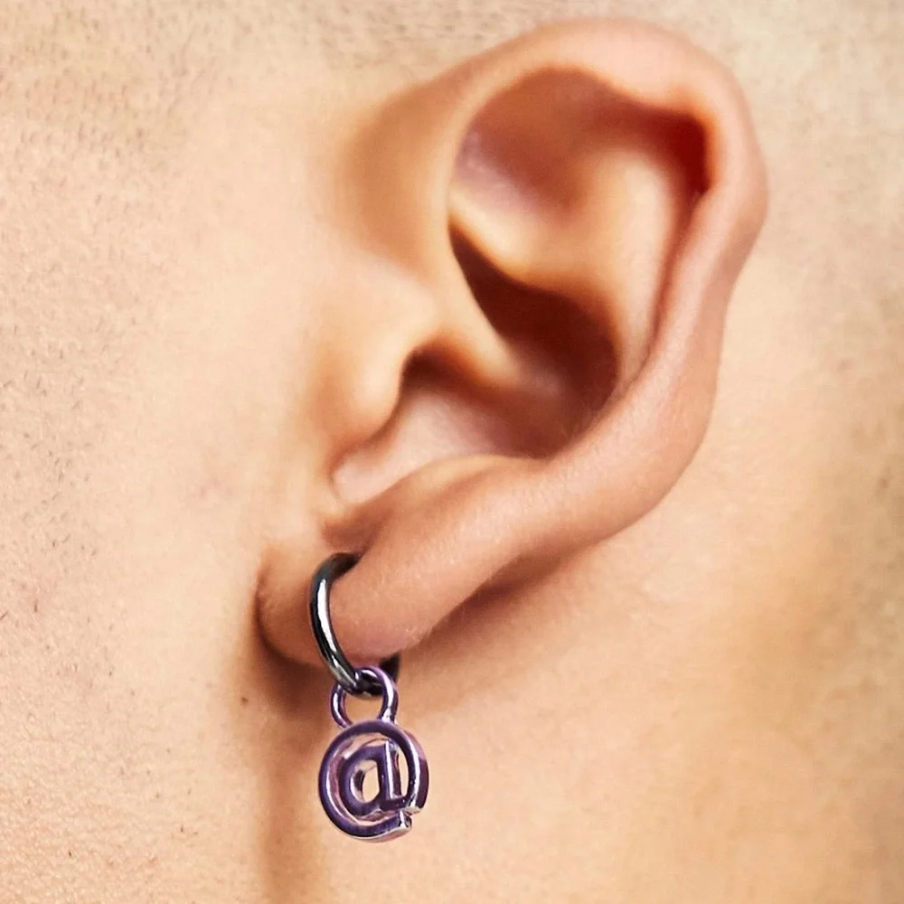 WFTW Hoop Drop Earrings in Purple